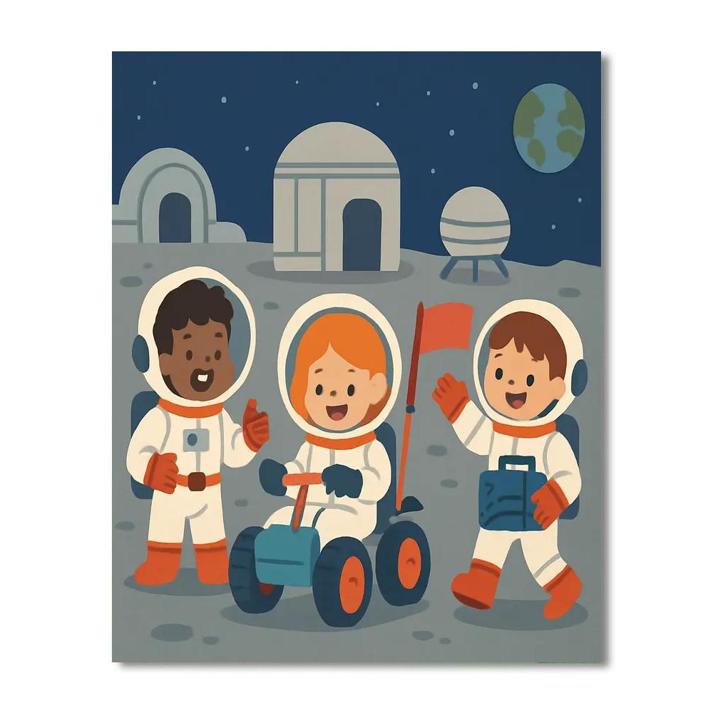 Mysterious Moon Base Mission Painting By Numbers Kit