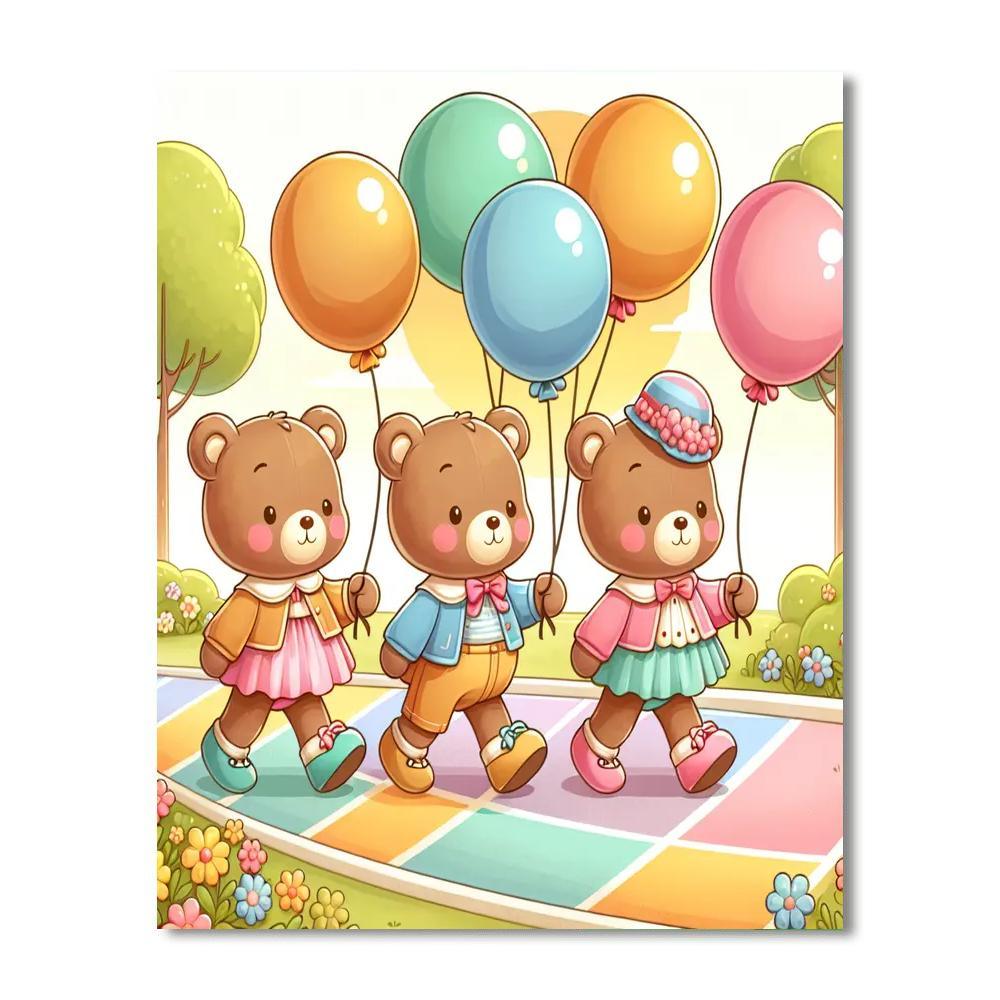 Jolly Teddy Bear Parade Paint By Numbers Art