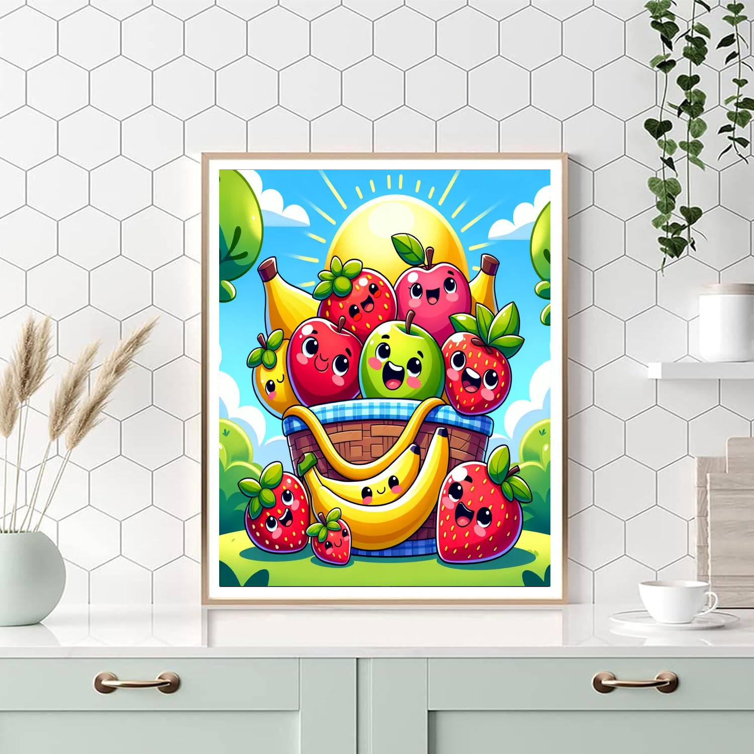 Joyful Summer Fruit Basket Numbered Painting Kits