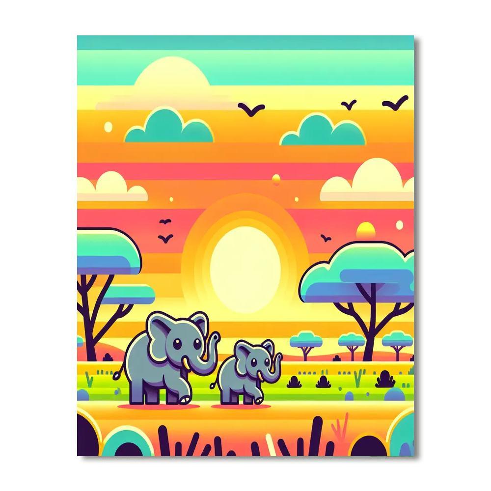 Cheerful Elephant Parade Paint By Number