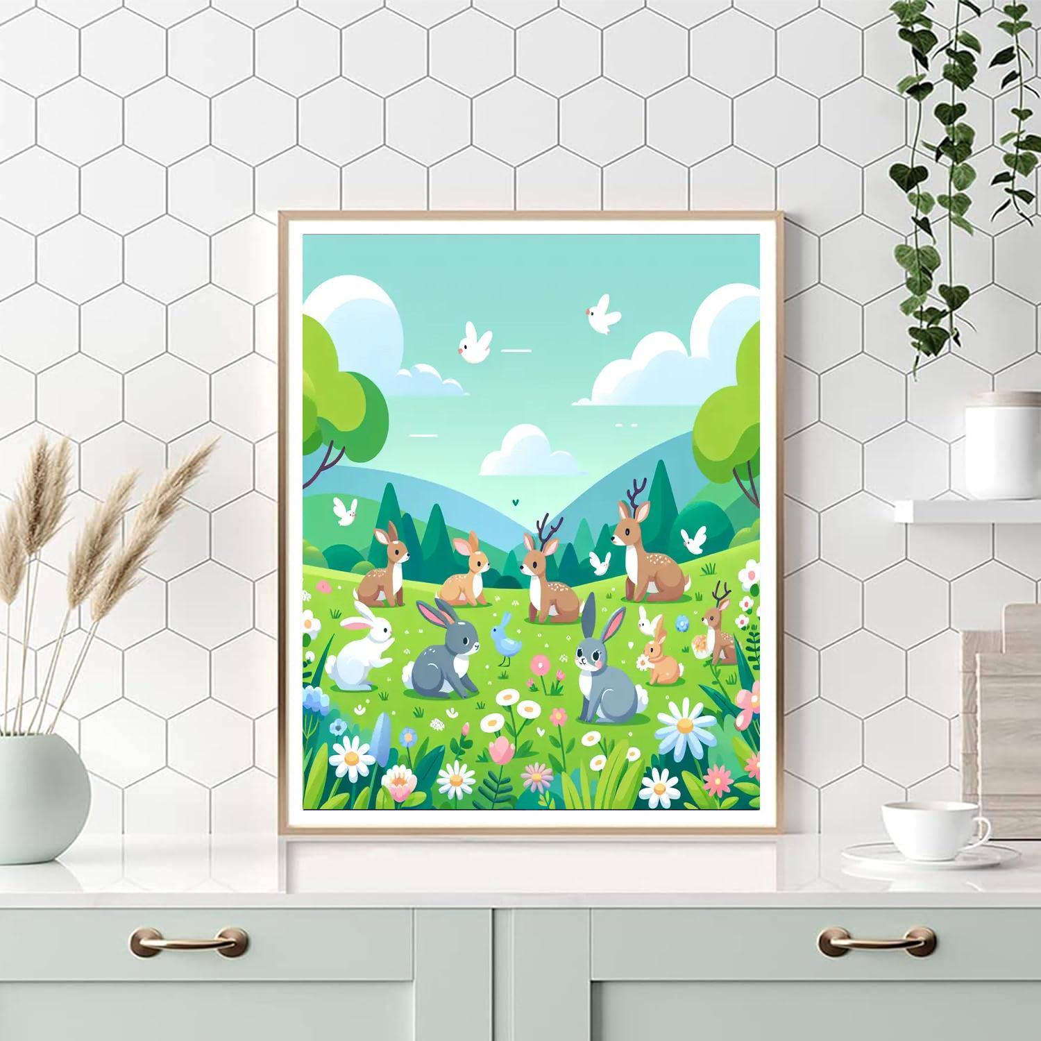 Animal Friends In The Meadow Paint By Number