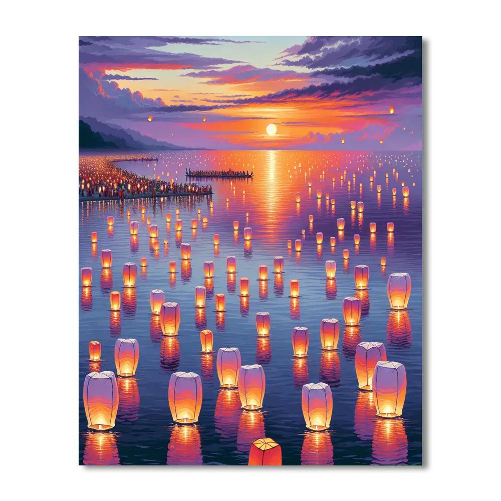 Lantern Floating Festival - Honolulu, Hawaii, Usa Painting Number Kit