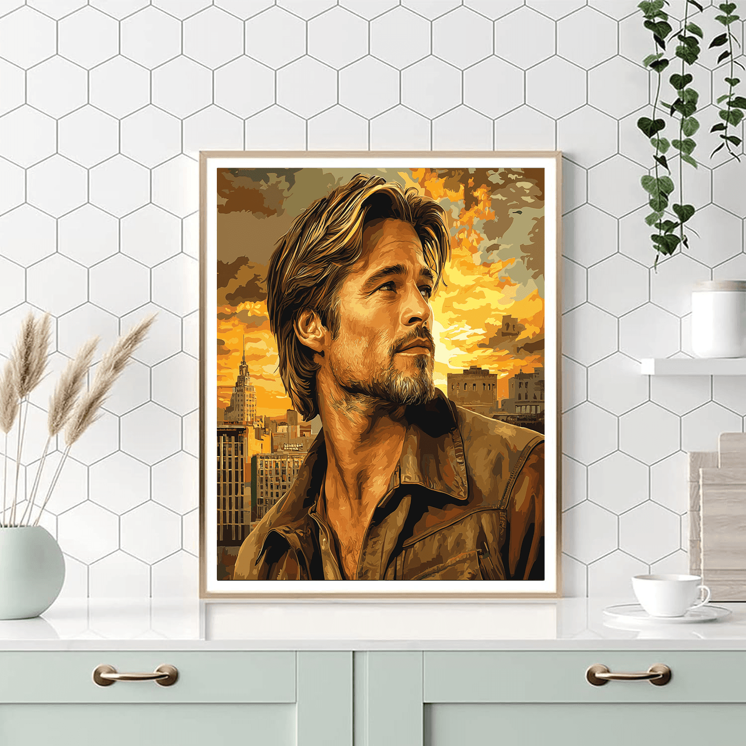 Brad Pitt: A Star's Charismatic Odyssey Painting By Numbers Kit