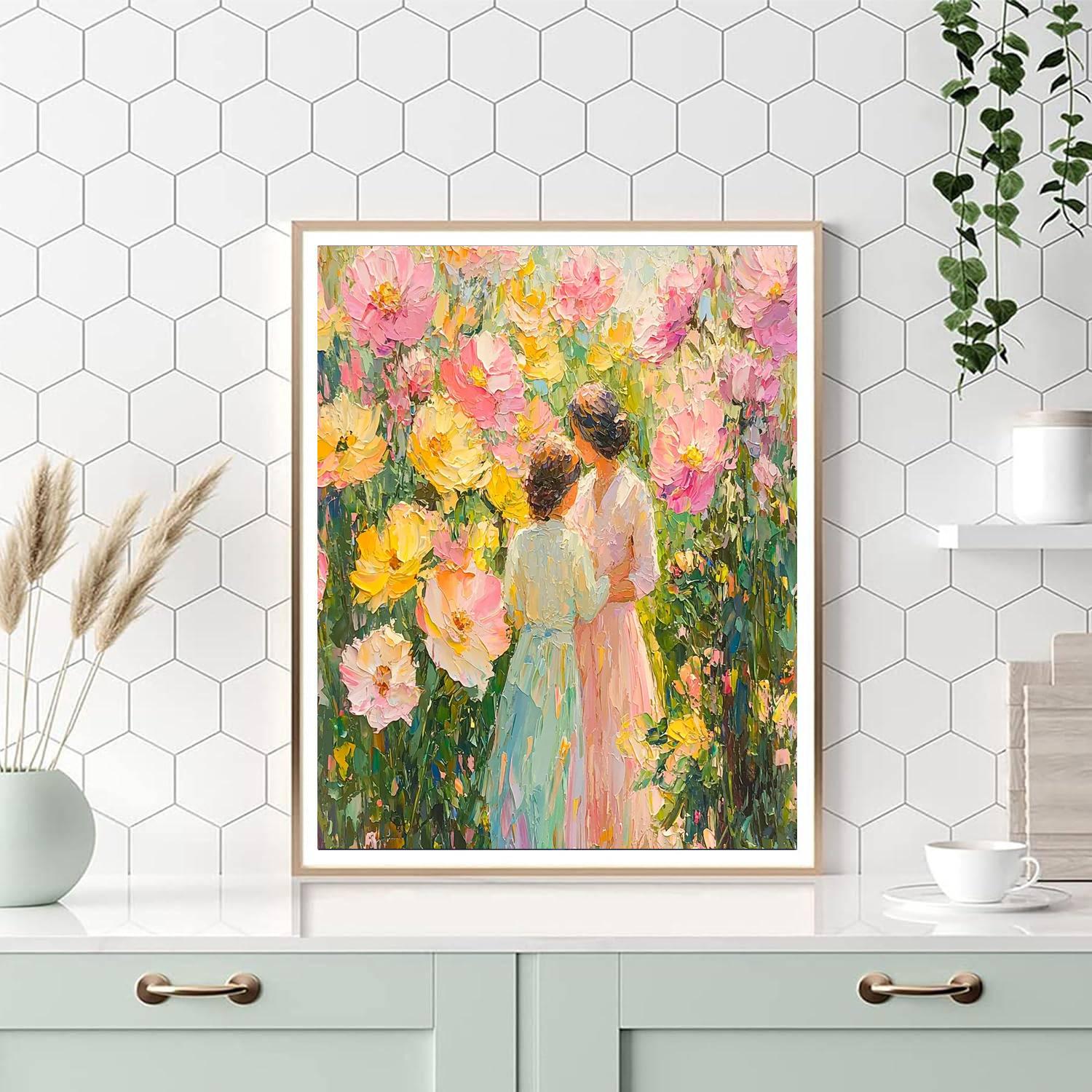 Mom's Embrace In Bloom Paint By Color