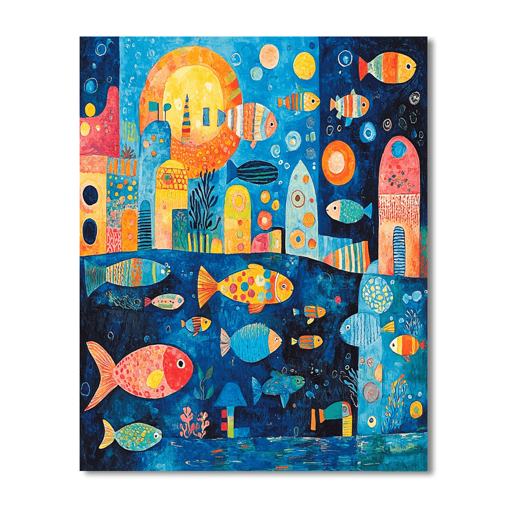 Paul Klee Inspired Funky Fish  DIY Paint By Numbers