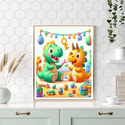 Cheerful Dino Daycare Numbered Painting Kits