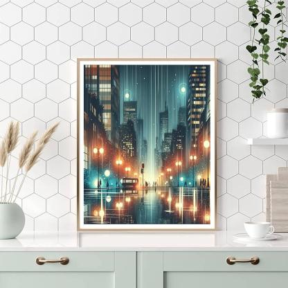 Rainy Cityscape Rhapsody Paint By Number