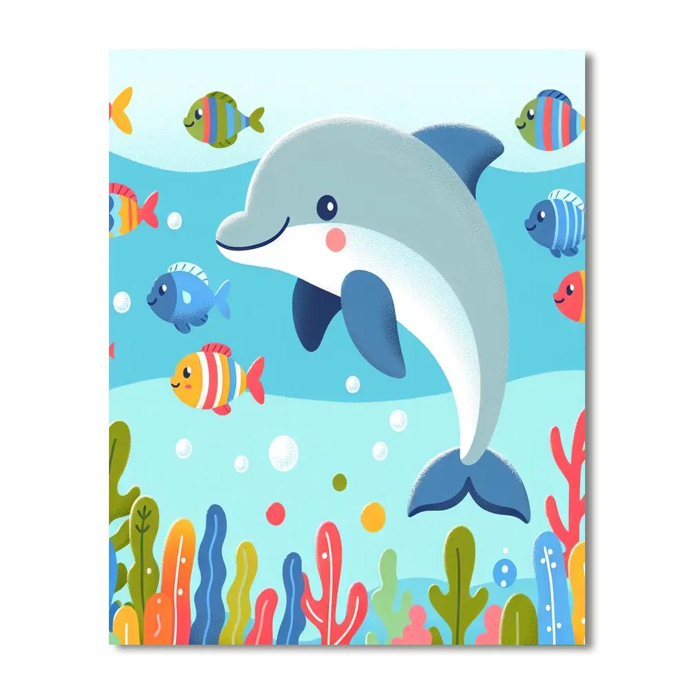 Friendly Underwater Dolphin Painting Number Kit