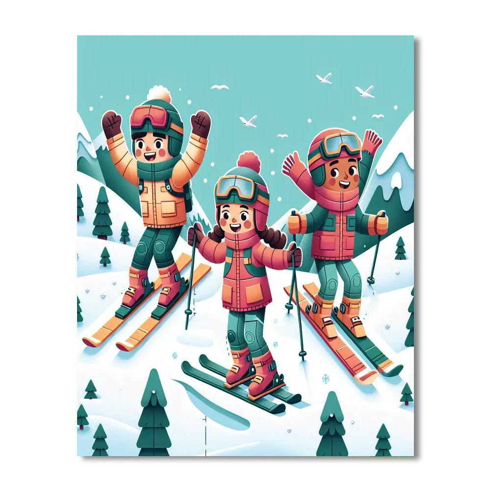 Mountain Ski Adventure Paint By Color