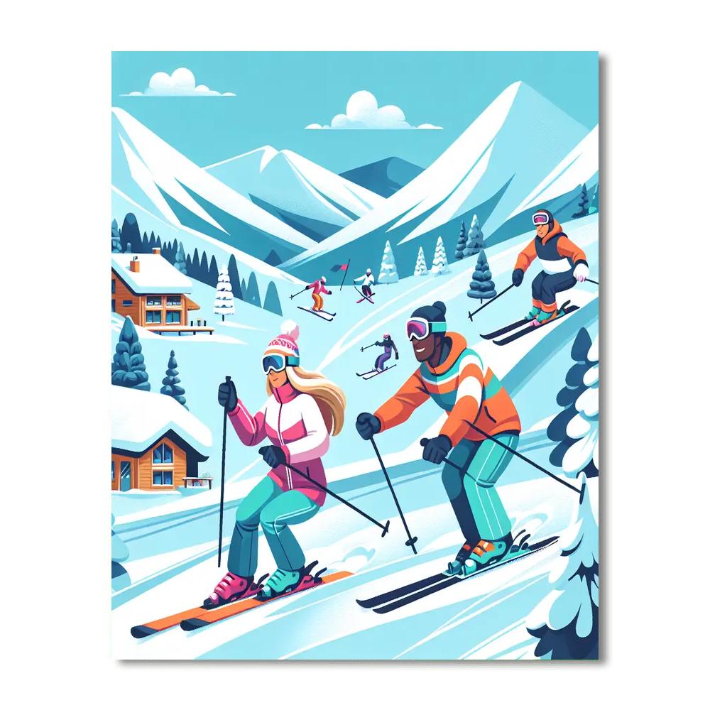 Mountain Top Ski Adventure Paint By Color