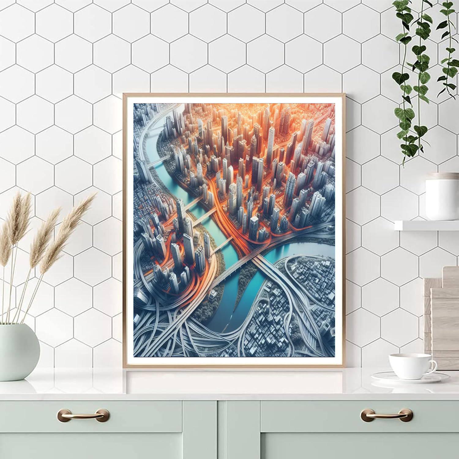 Aerial Cityscape Vistas Numbered Painting Kits