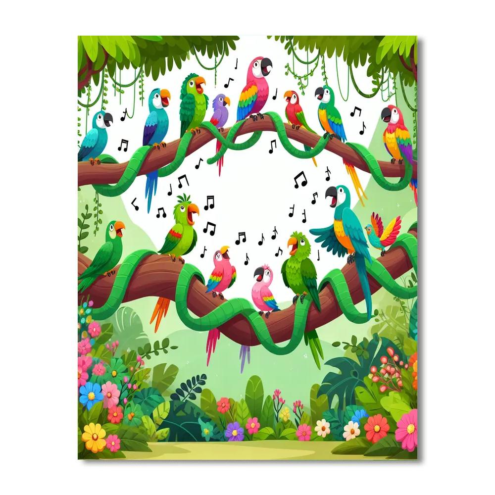 Jungle Parrot Parade Number Painting