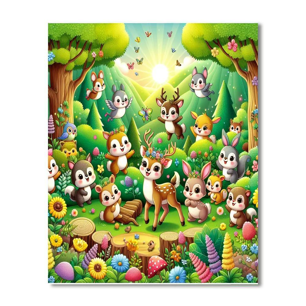 Charming Woodland Gathering Numbered Painting Kits