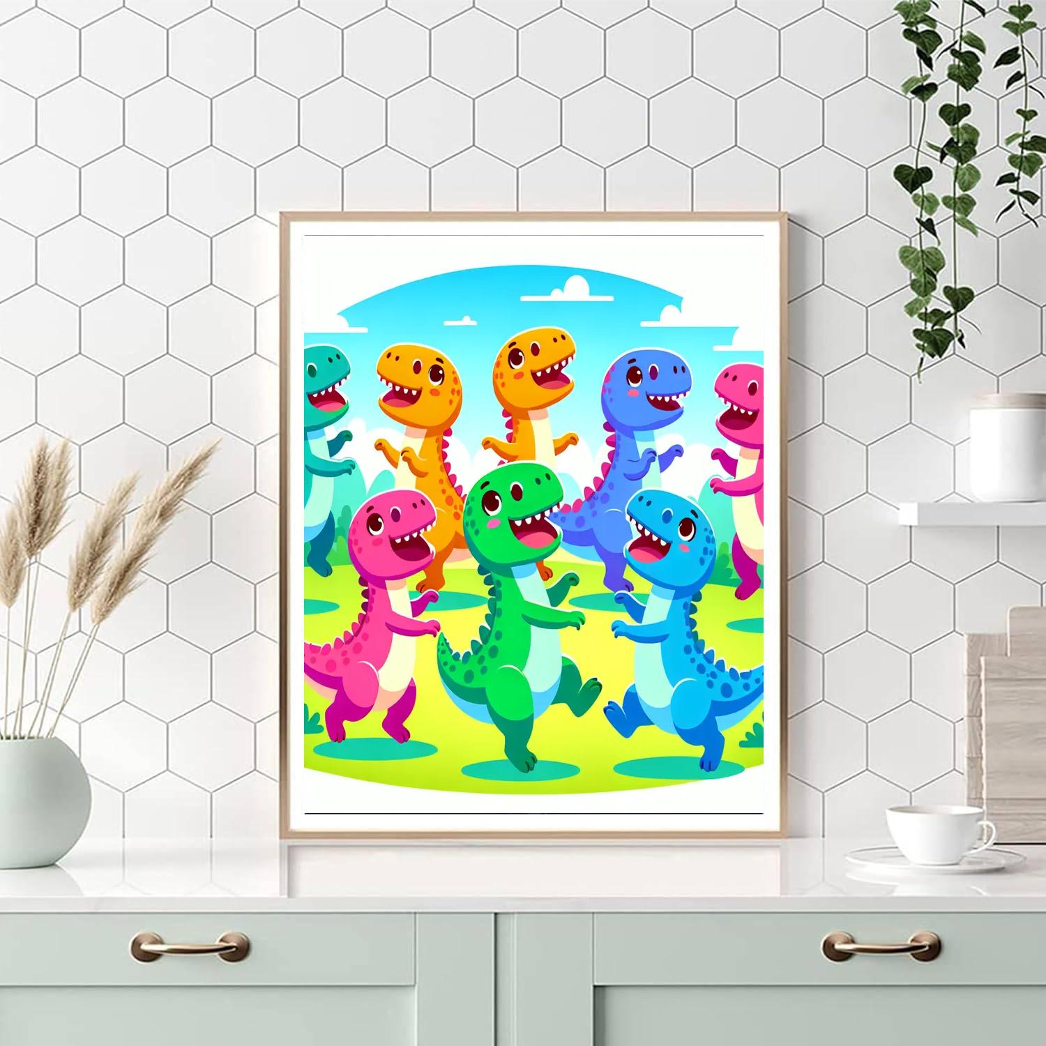 Dancing Dino Friends Numbered Painting Kits