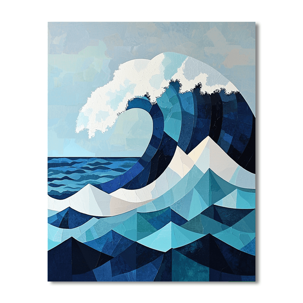 Hokusai Inspired Geometric Ocean Waves Paint By Numbers Kits