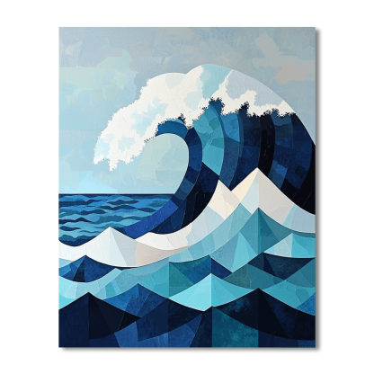 Hokusai Inspired Geometric Ocean Waves Paint By Numbers Kits