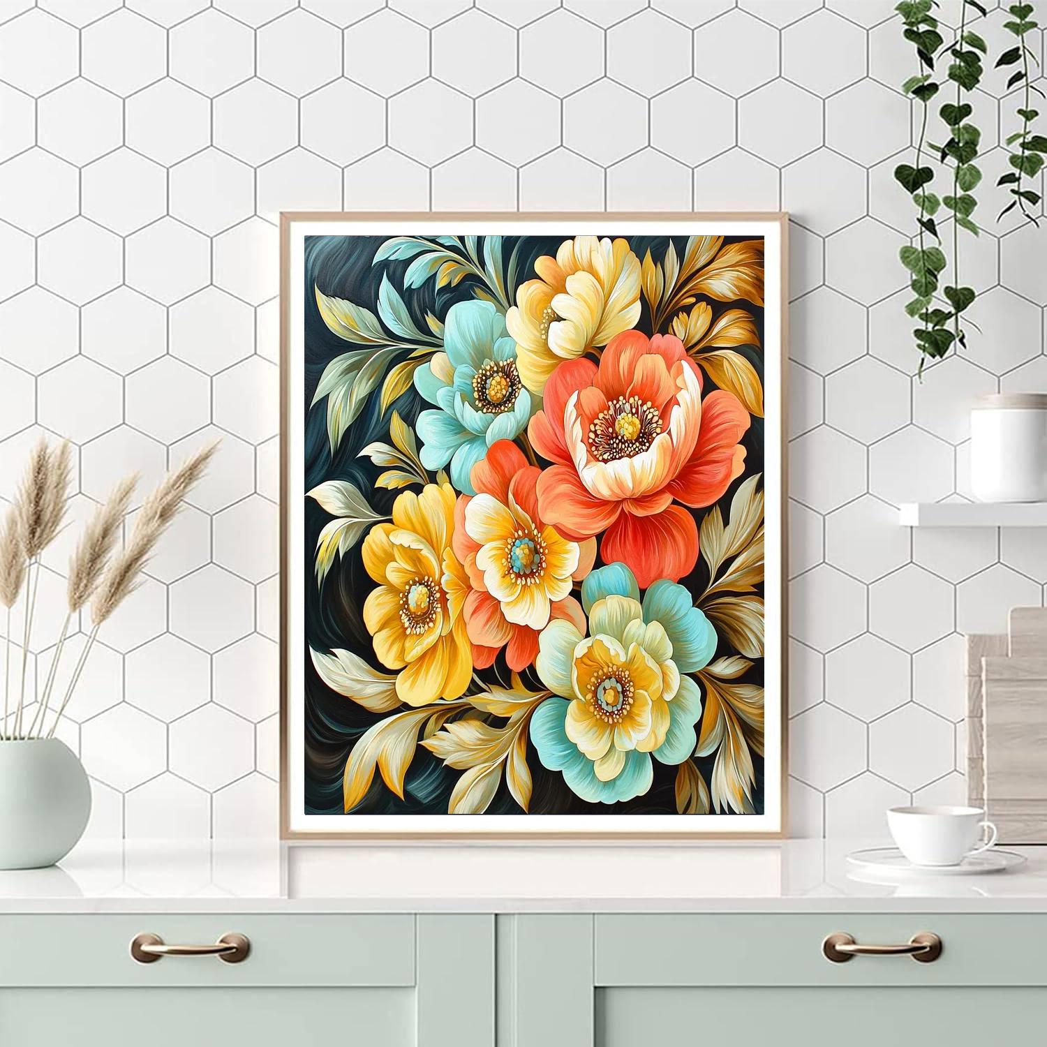 Alphonse Mucha Inspired Floral Crescendo  Painting Number Kit