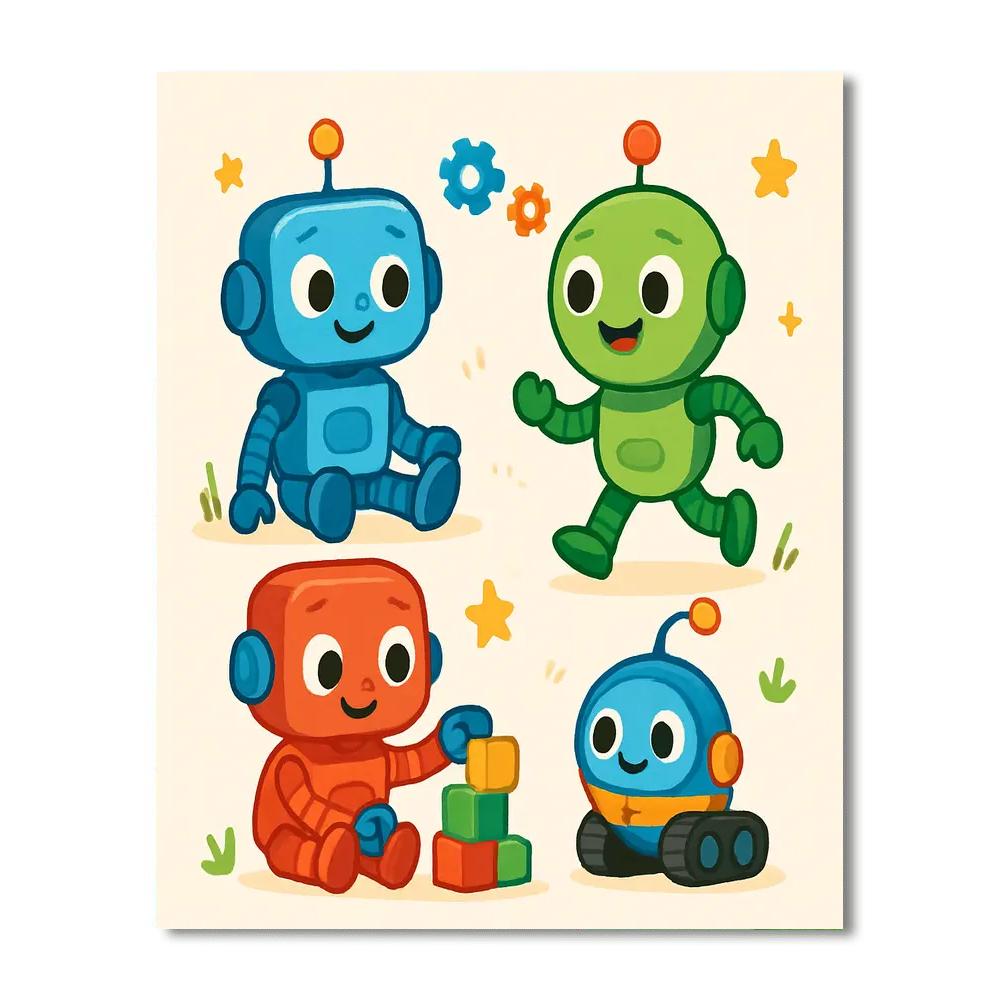 Charming Little Robots Numbered Painting Kits