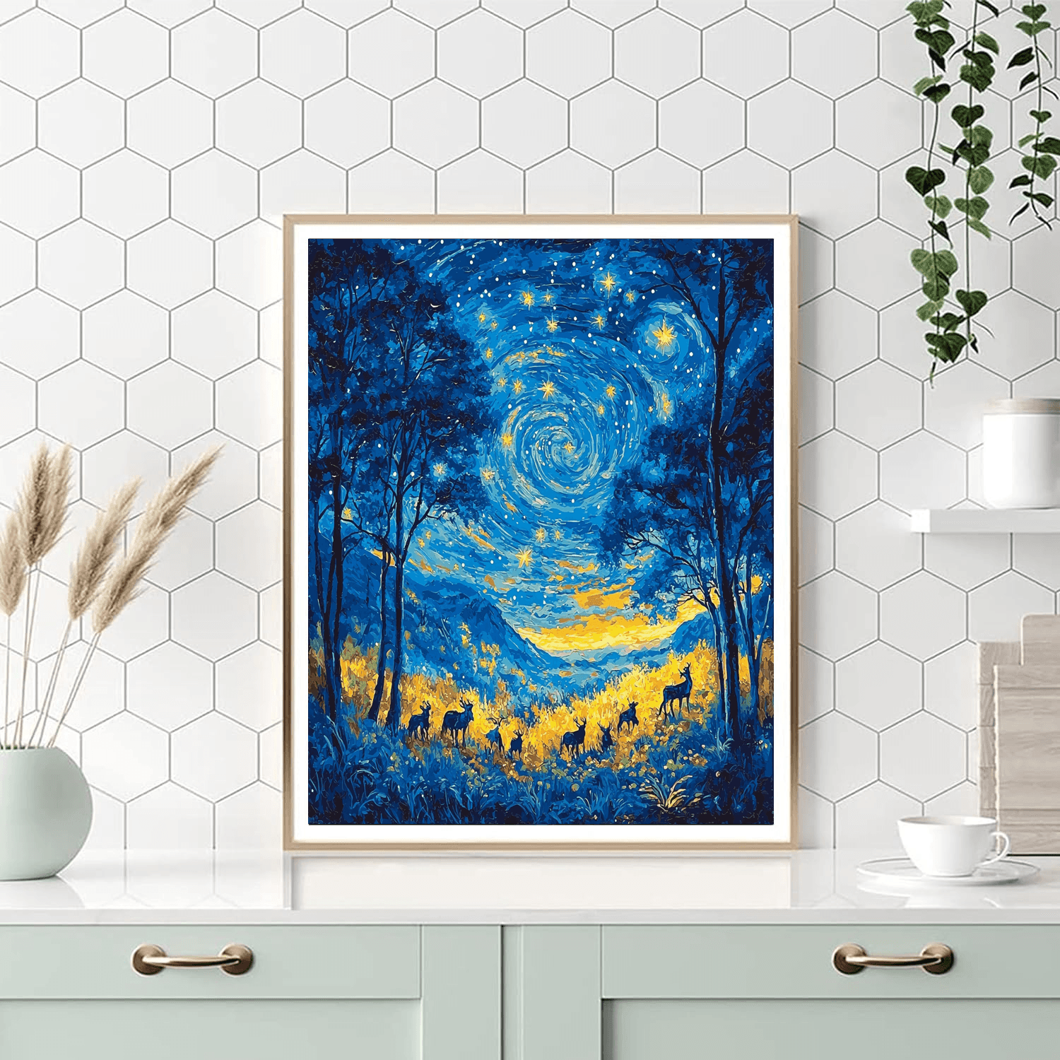Vincent Van Gogh Inspired Starry Wildlife Night  Numbered Painting Kits