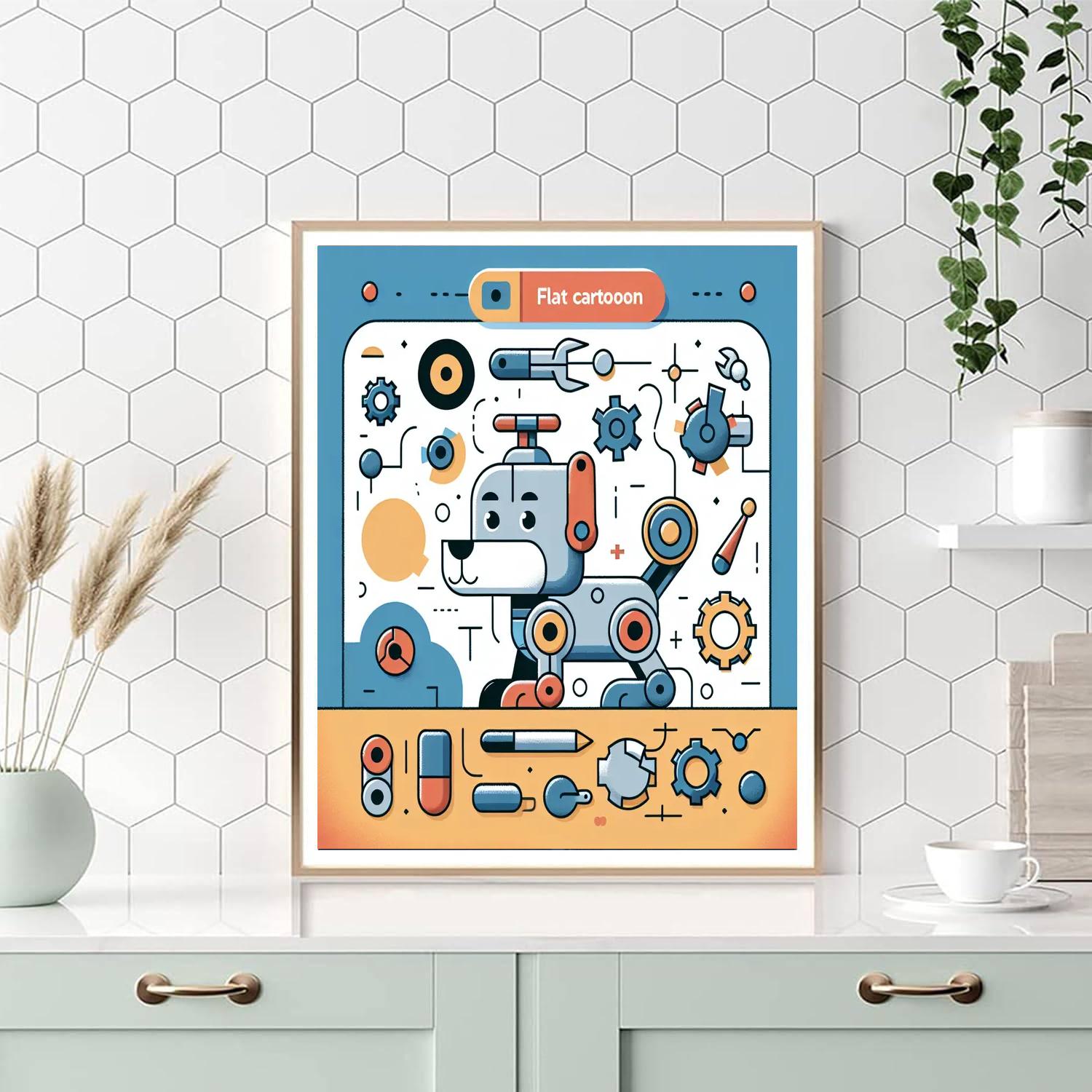 Creative Robot Dog Number Painting