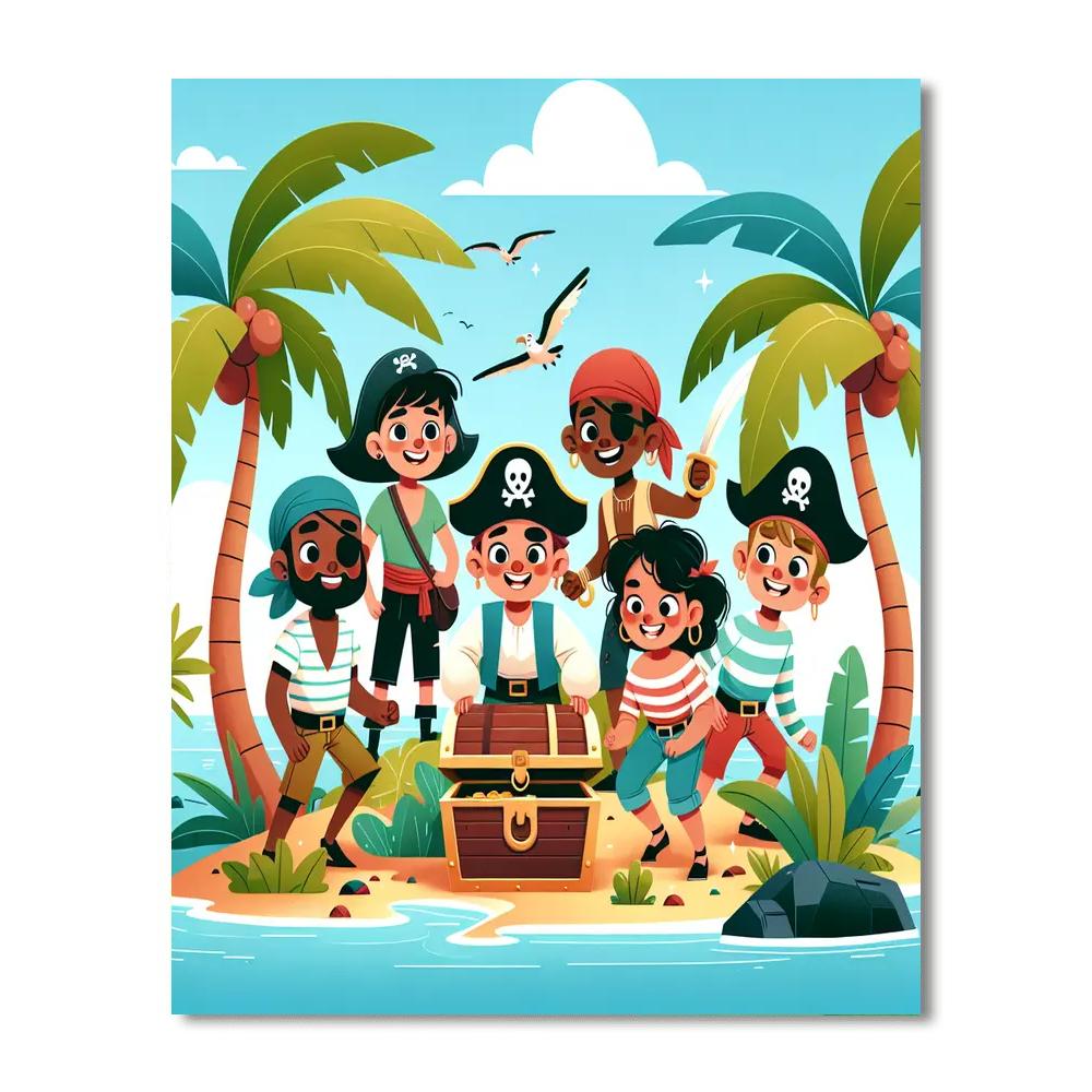 Pirates' Hidden Treasure Paint By Numbers Art