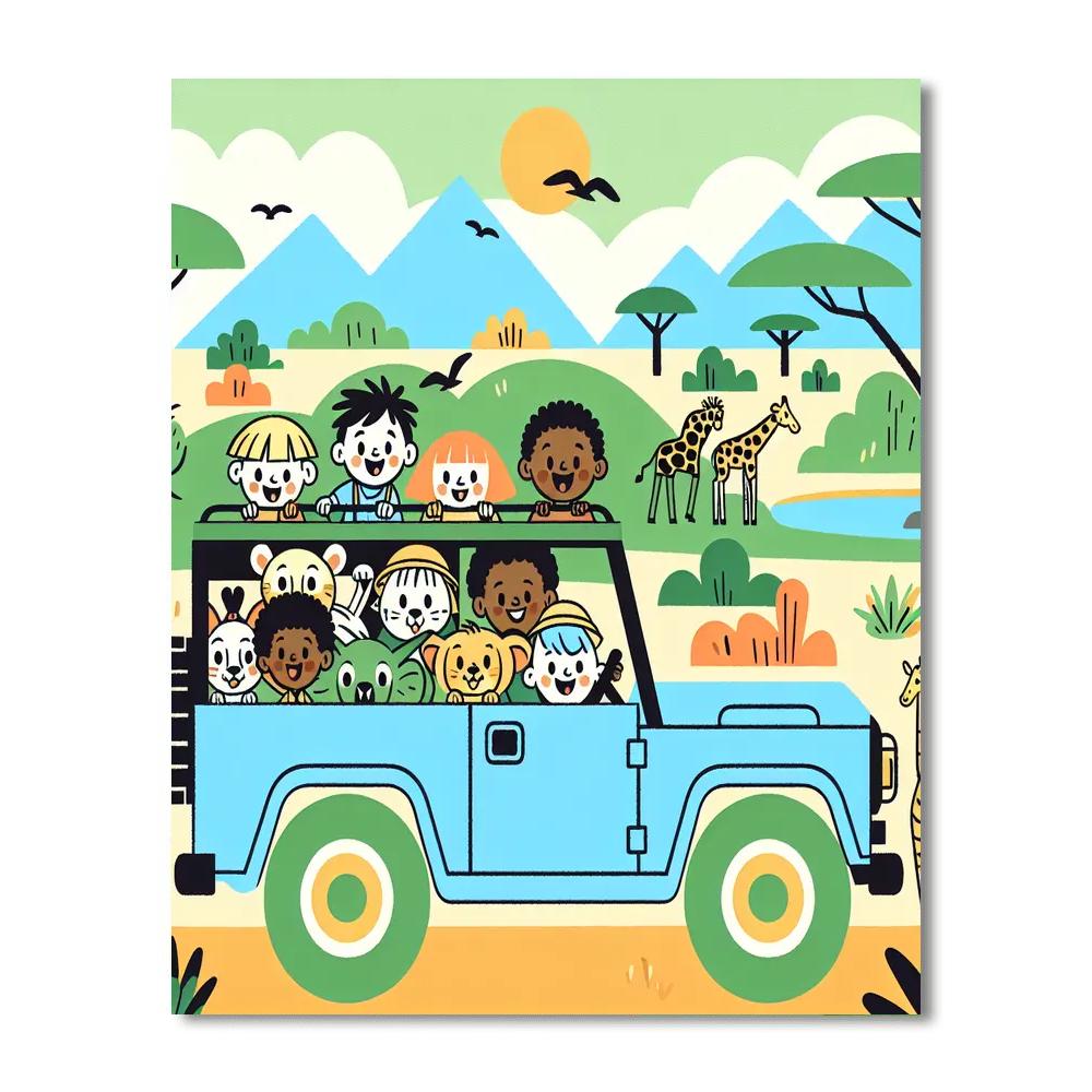 Safari Jeep Journey Number Painting