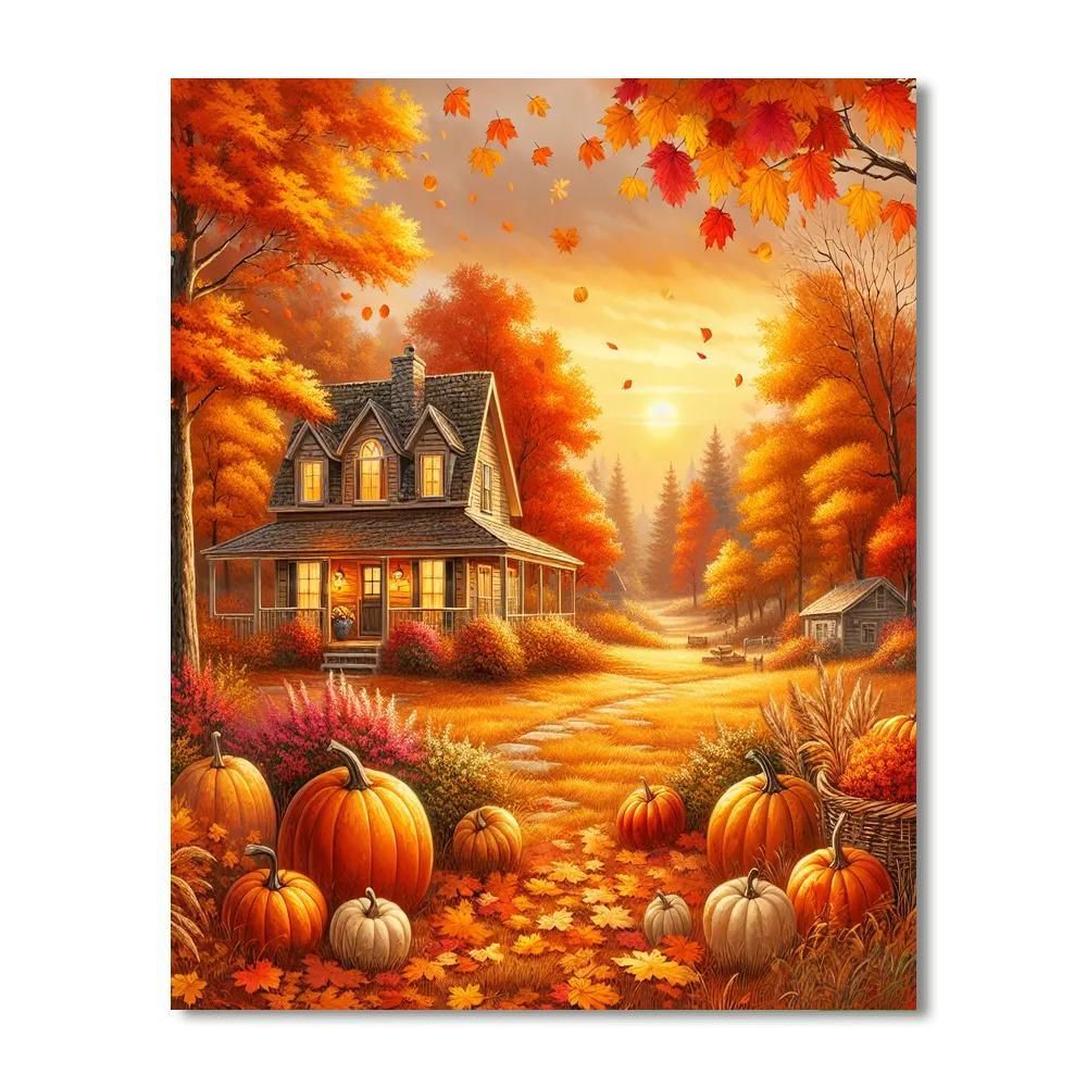 Charming Autumn Retreat Number Painting