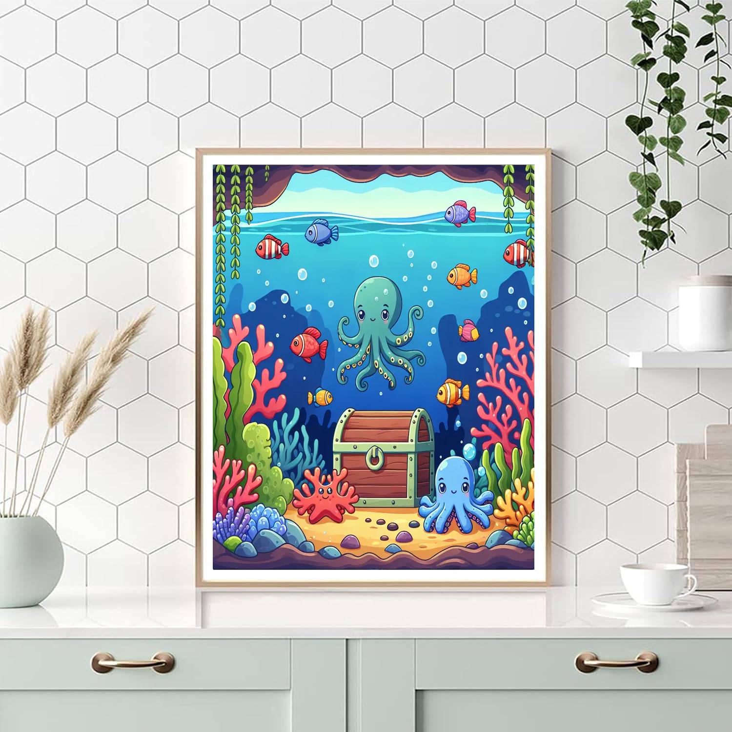 Underwater Treasure Cove Painting Number Kit