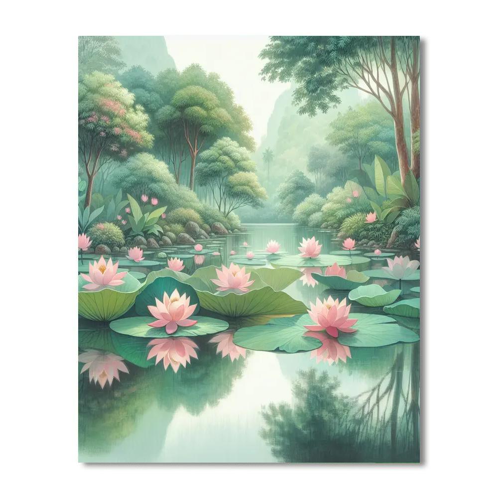 Calm Lotus Reflection DIY Paint By Numbers