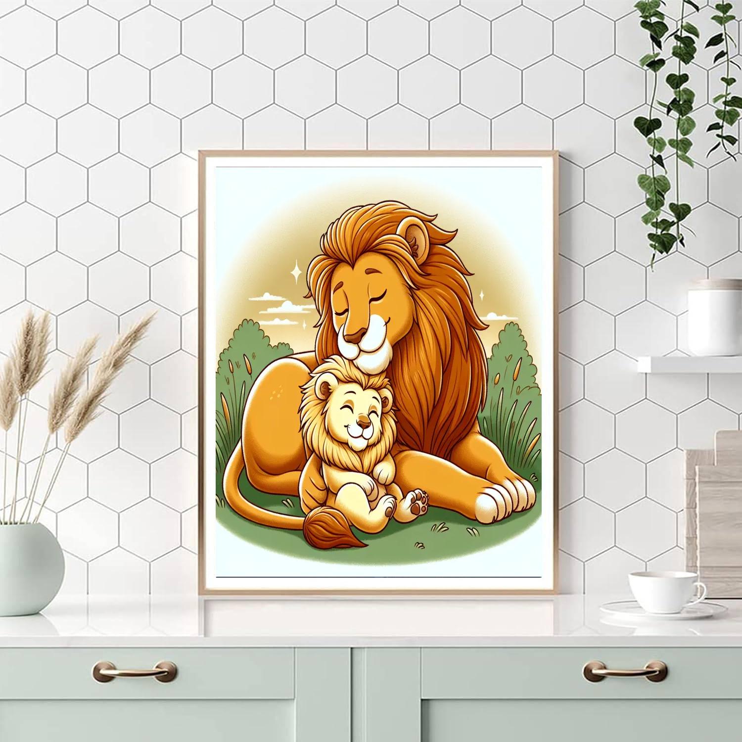 Loving Lion Cub Numbered Painting Kits