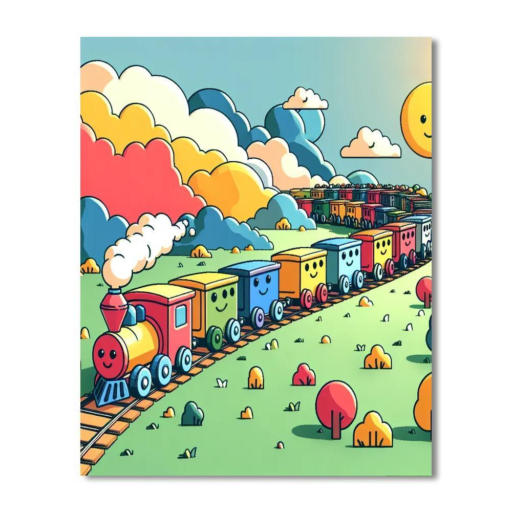 Charming Toy Train Paint By Numbers Art