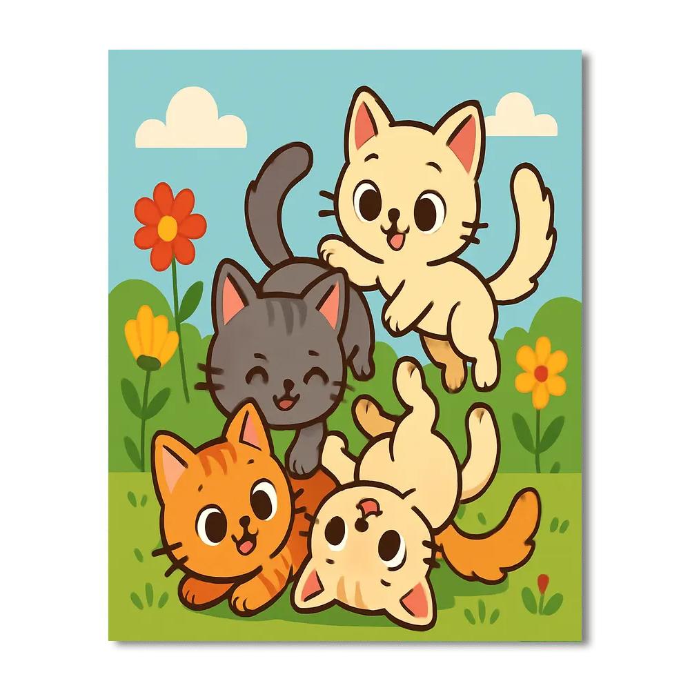 Cuddly Kittens Wonderland Paint By Numbers Art