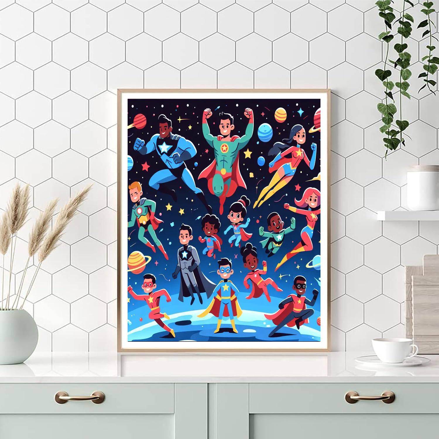 Cartoon Galaxy Heroes Paint By Numbers Kits