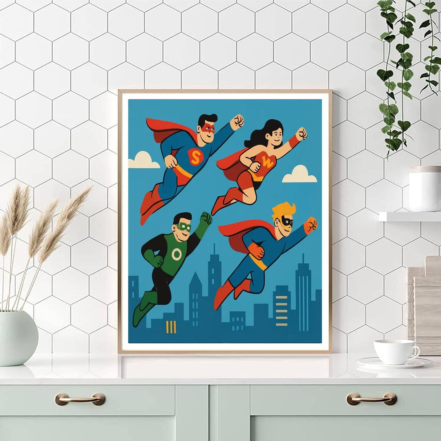 Superheroes On Patrol DIY Paint By Numbers