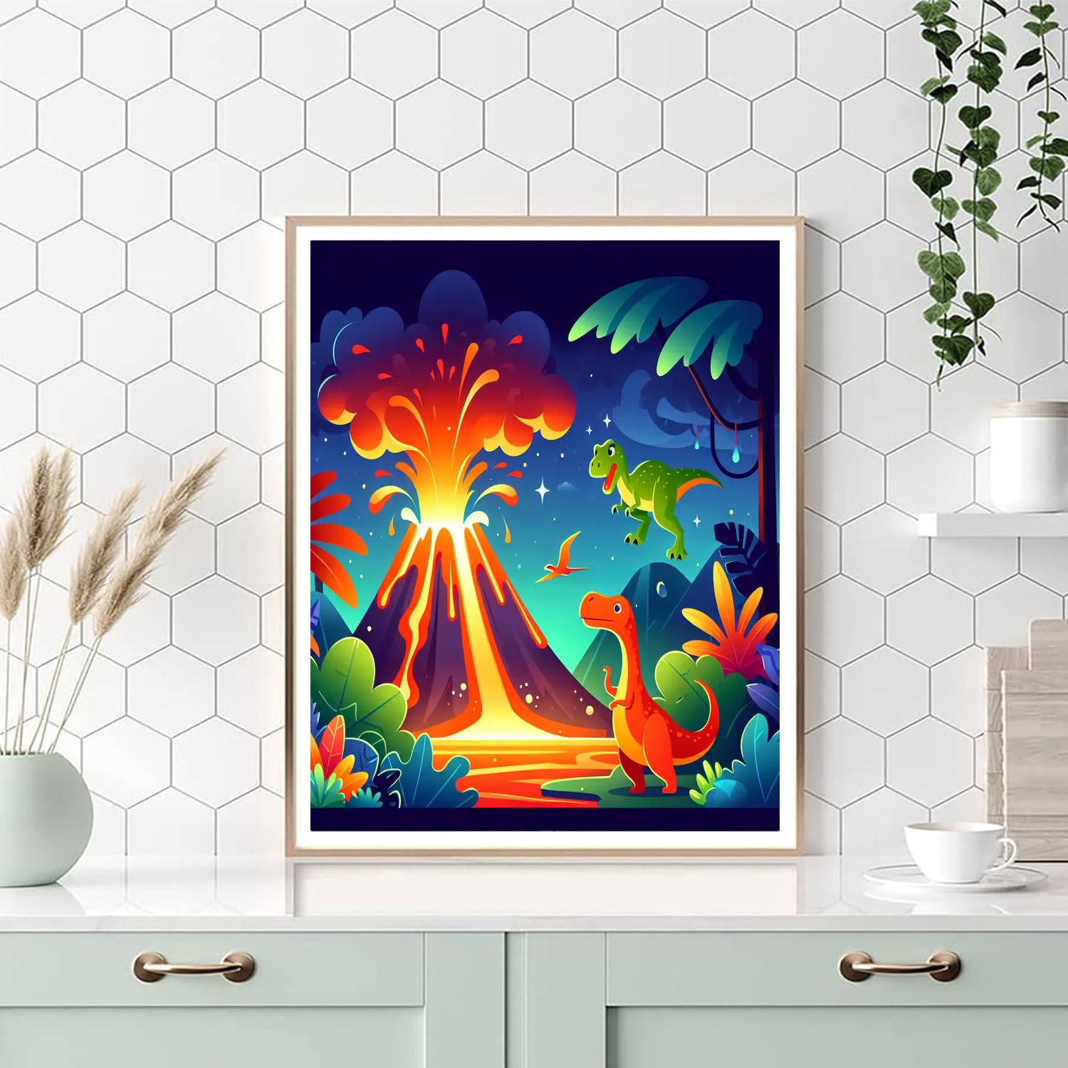 Volcano Adventure Paint By Numbers Art