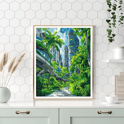 Hockney Inspired Futuristic Urban Jungle Paint By Numbers Kits