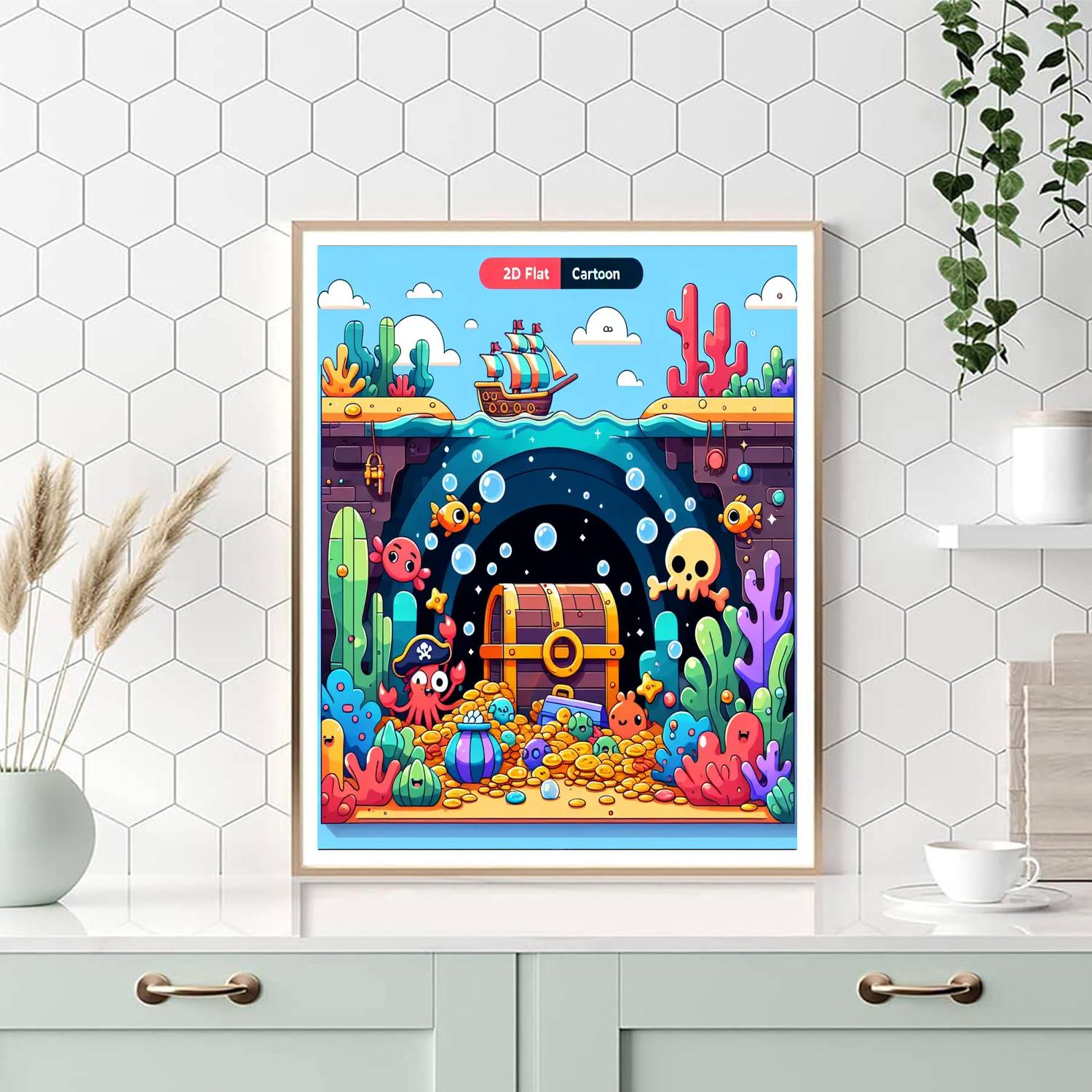 Underwater Pirate Grotto DIY Paint By Numbers