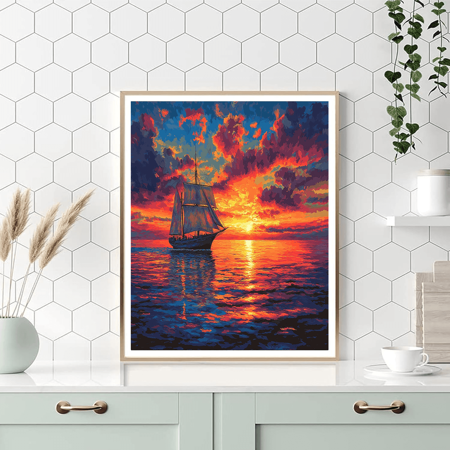 J.M.W. Turner Inspired Seaside Sunset Splendor  Numbered Painting Kits