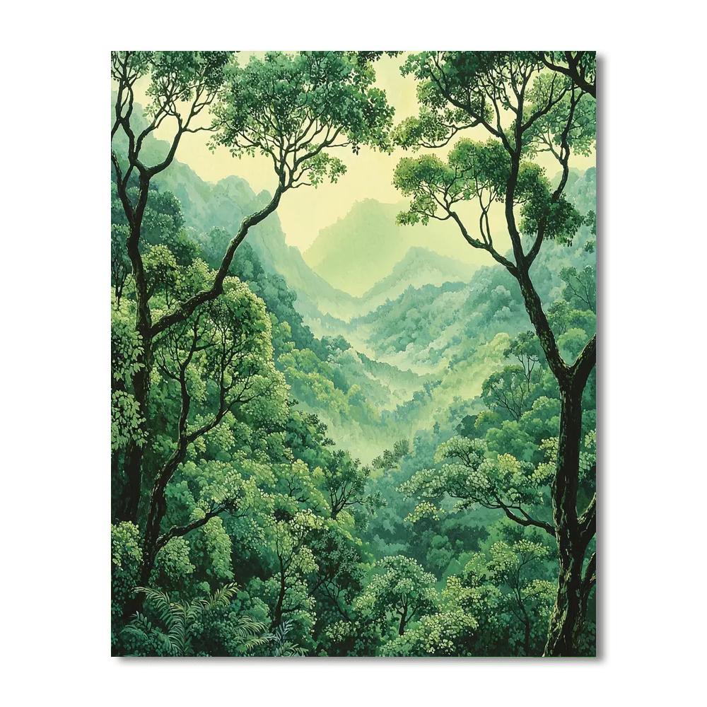 Zhao Mengfu Inspired Harmony Of Forest Canopies  Paint By Color