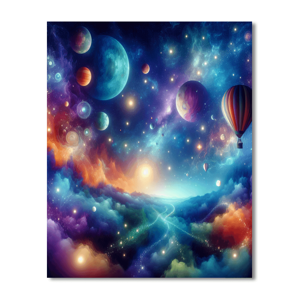 Celestial Balloon Voyage Number Painting