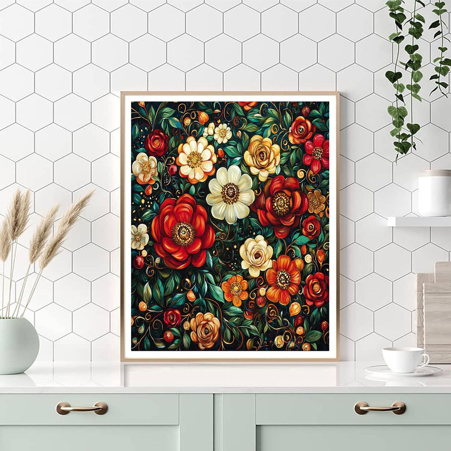 Gustav Klimt Inspired Luminous Flowers  Paint By Numbers