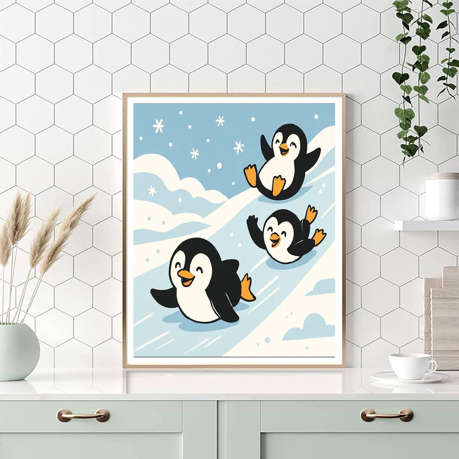 Lively Penguins Paint By Color