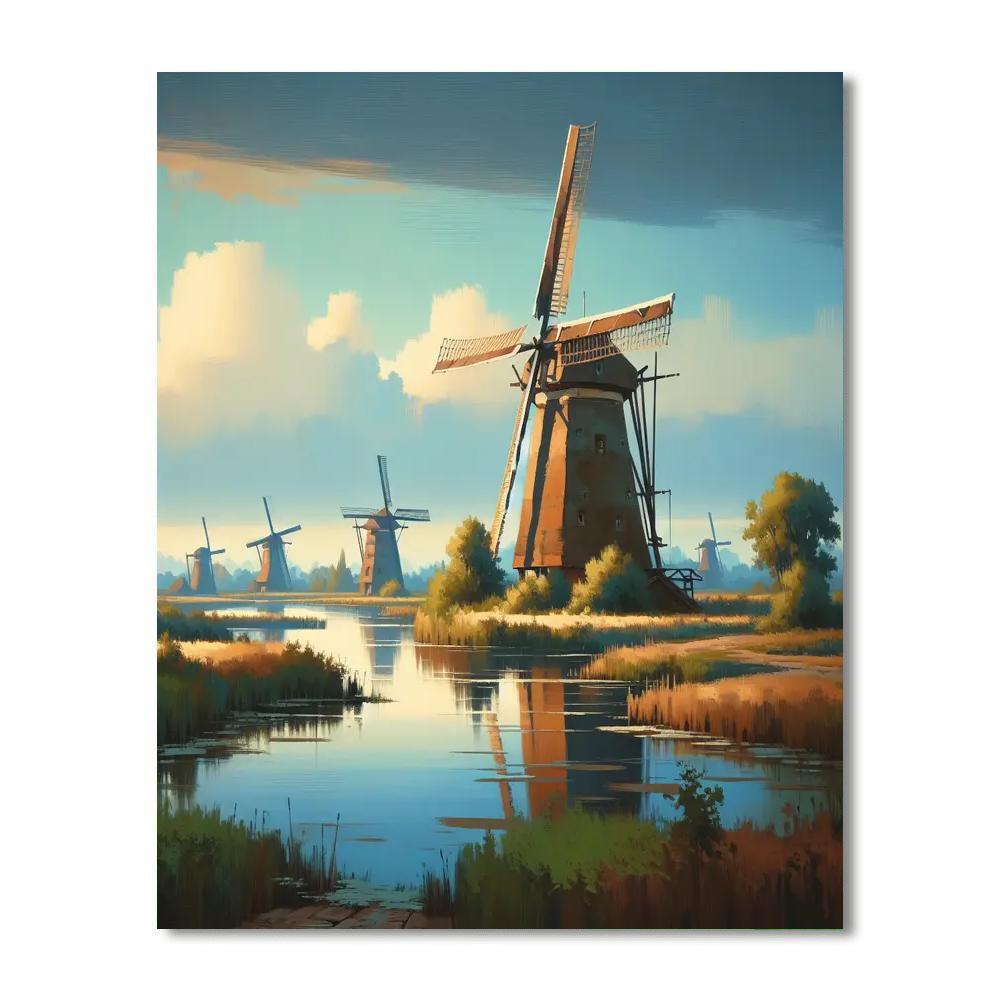 Whispering Windmills Paint By Numbers Art
