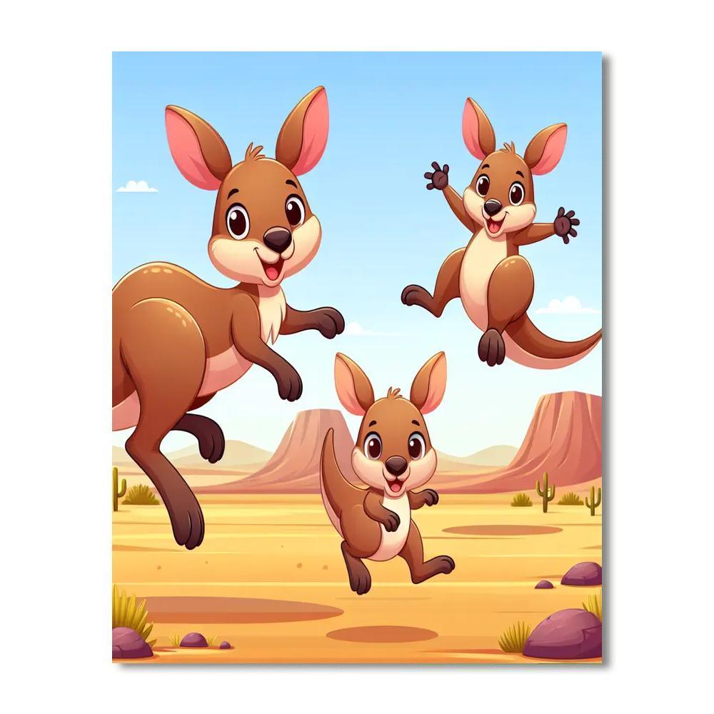 Bouncing With The Kangaroo Family Numbered Painting Kits
