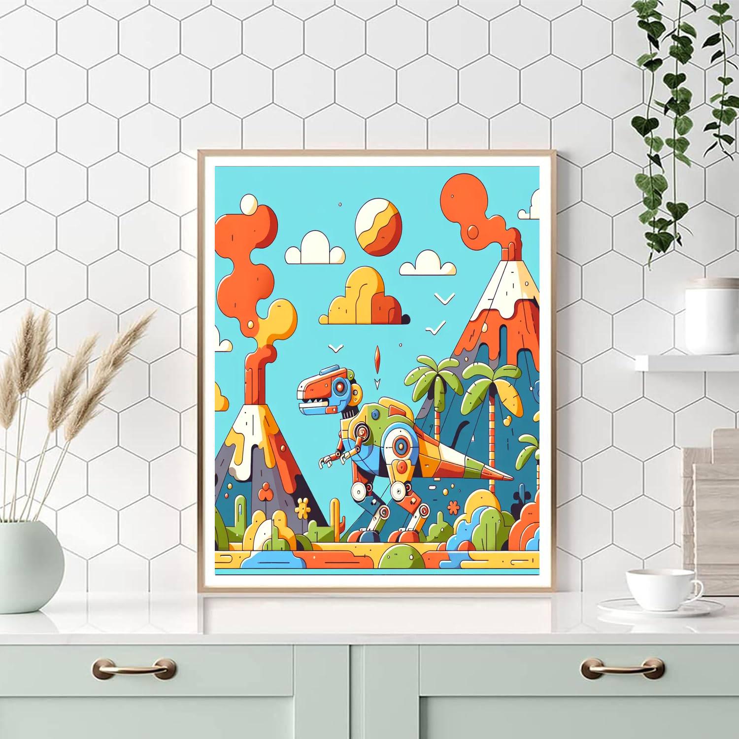 Dino-robot Adventure DIY Paint By Numbers