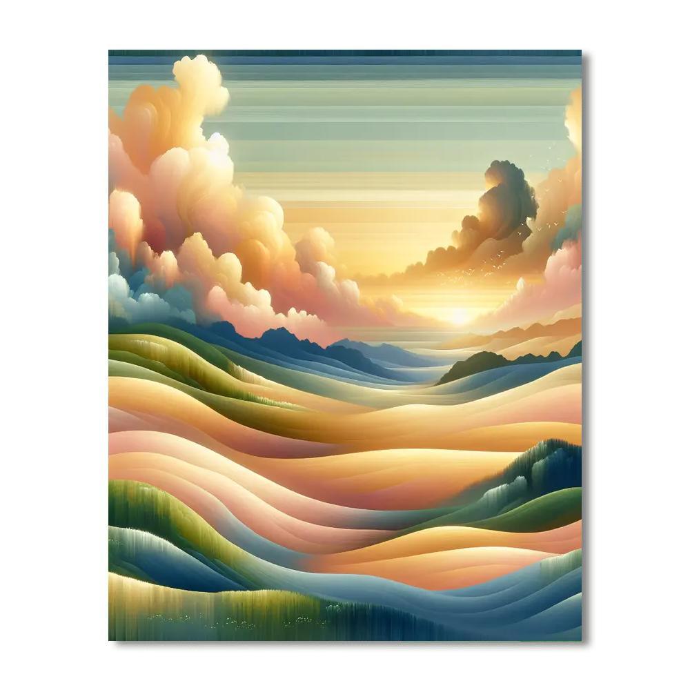 Serene Sunrise Over The Hills Painting Number Kit