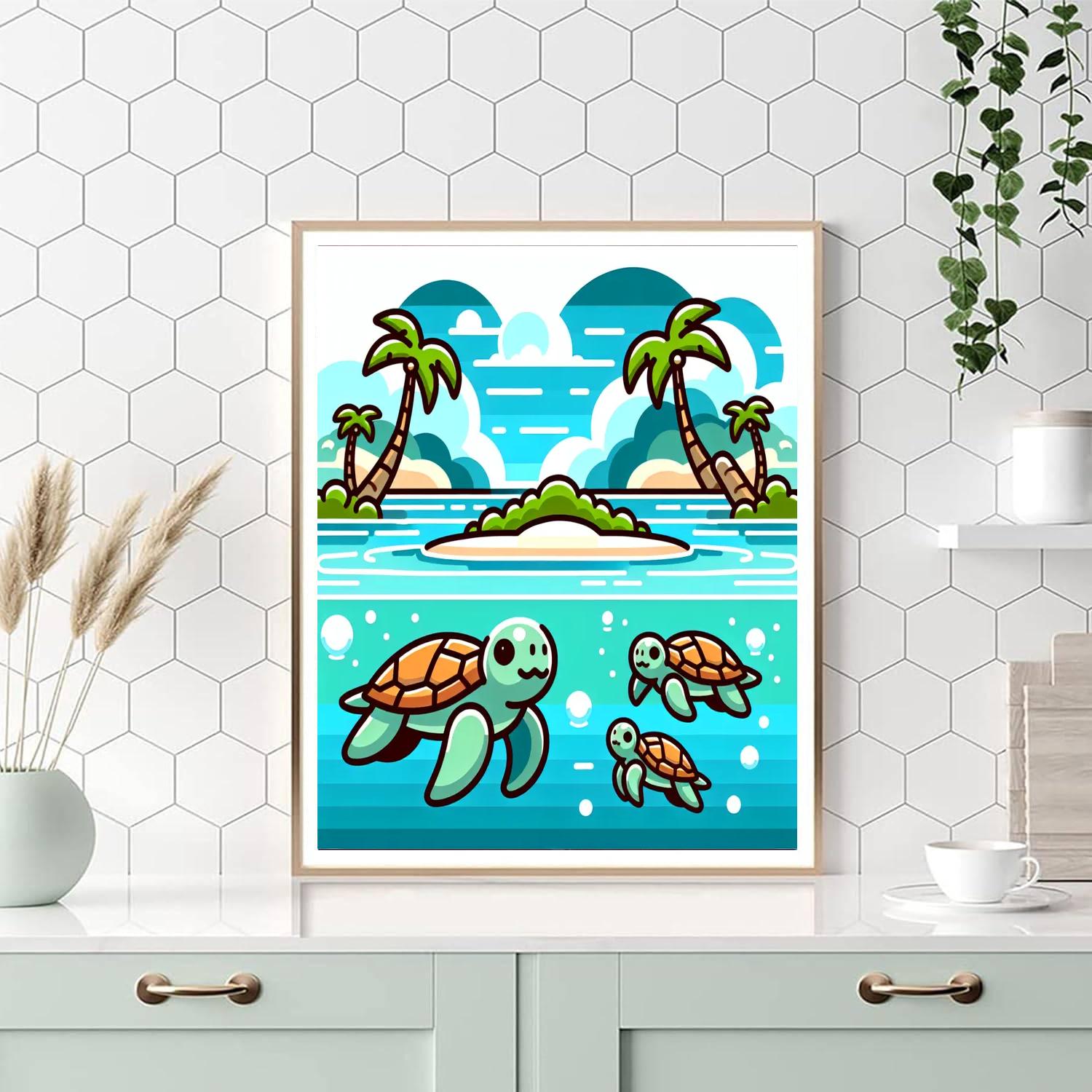 Tropical Island Turtles Paint By Number