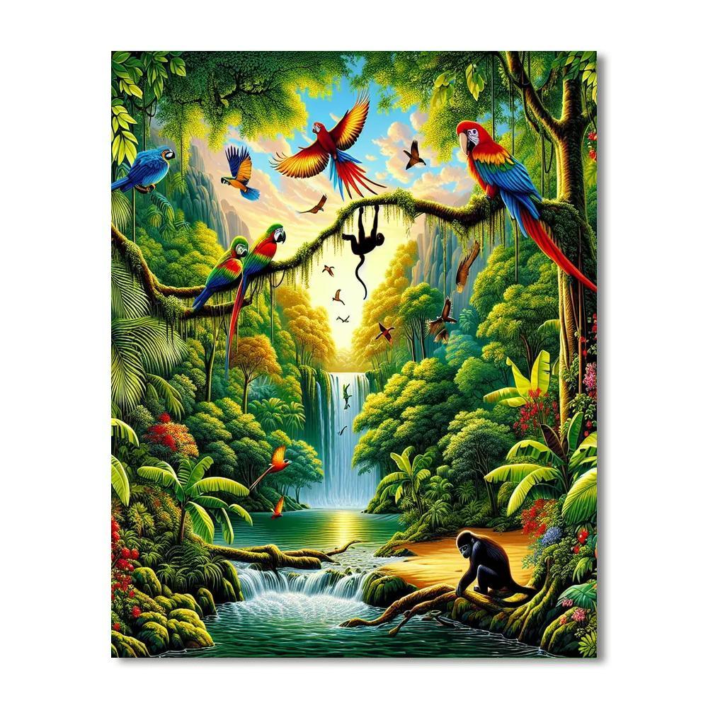 Adventure In A Jungle Paradise Painting By Numbers Kit