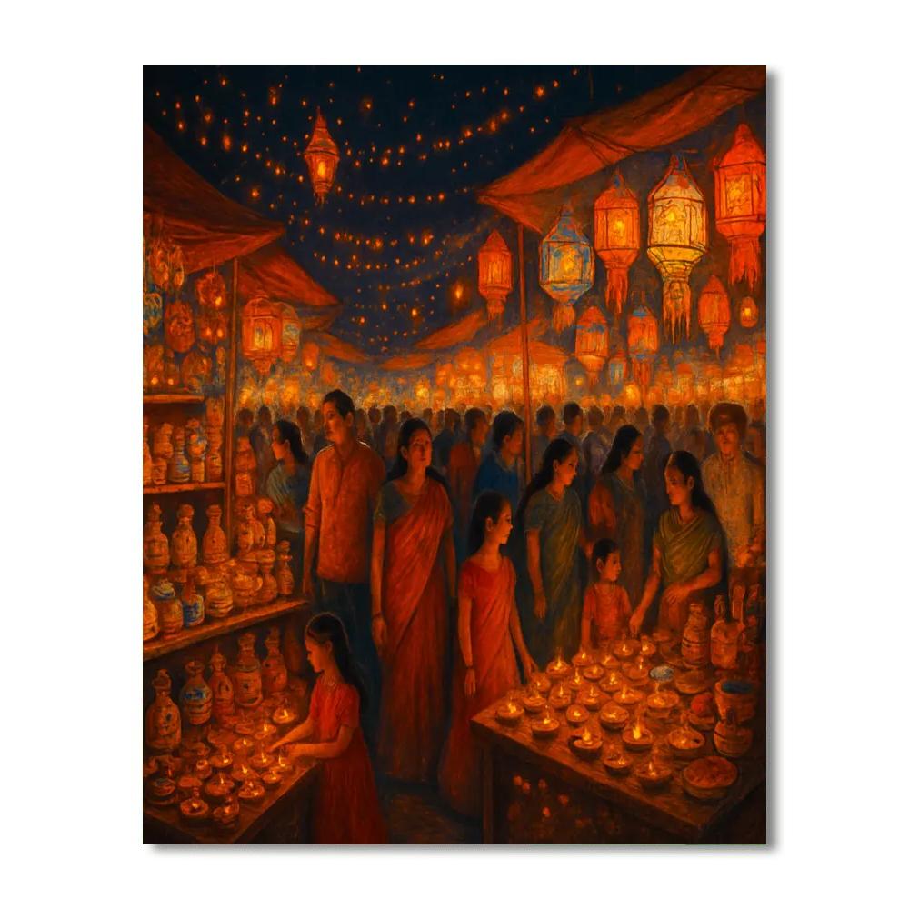 Diwali Night Market - India Painting Number Kit