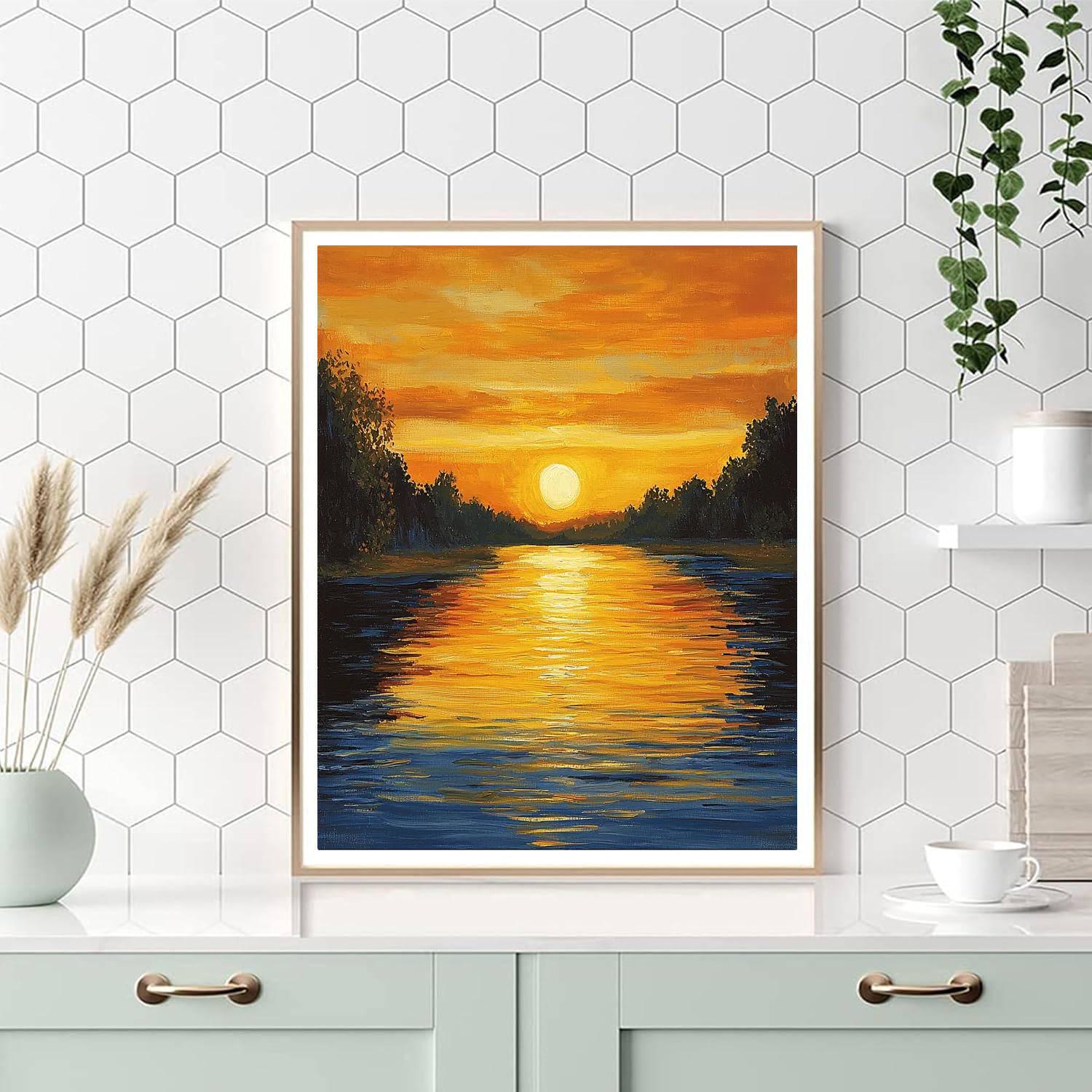 Paul Cézanne Inspired Sunset On The Riverbank  Paint By Number